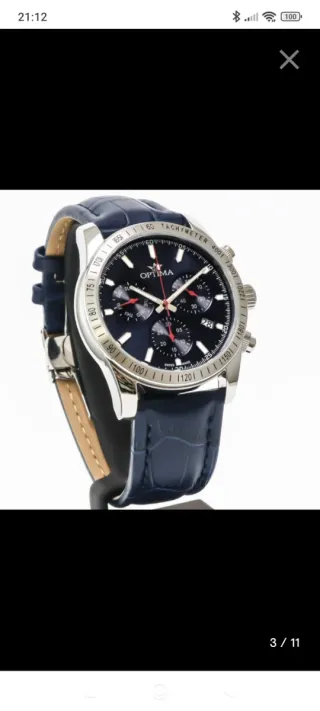 Reloj Optima Cronógrafo Azul y Plateado