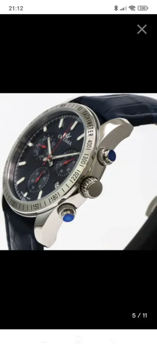 Reloj Optima Cronógrafo Azul y Plateado