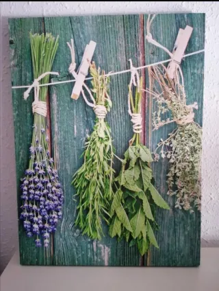 Cuadro plantas aromáticas secándose