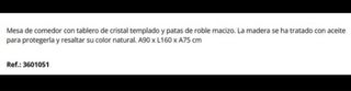 Mesa Comedor Agerby Madera y Cristal