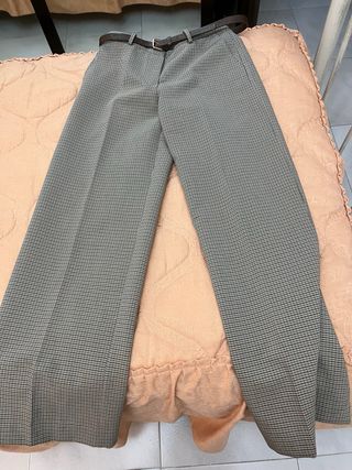 Pantalón cuadros Zara beige/marrón