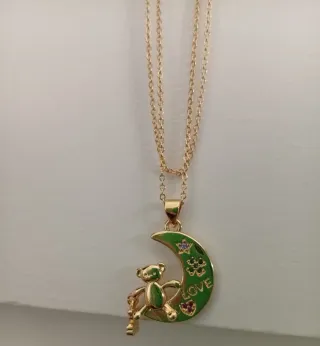 Cadena y colgante oso luna.