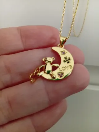 Cadena y colgante oso luna.