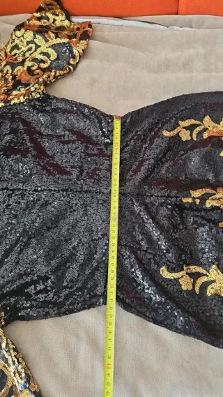 Vestido fiesta lentejuelas negro y dorado