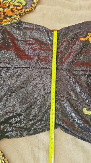 Vestido fiesta lentejuelas negro y dorado