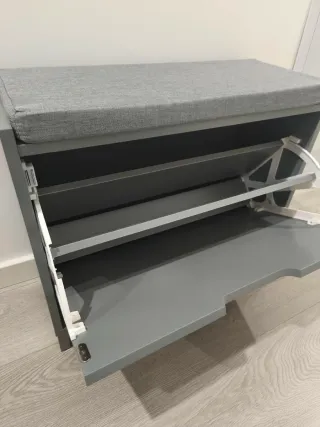Banco zapatero gris con cojín