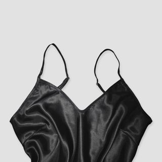 Baby Doll Satén Encaje Negro Nuevo