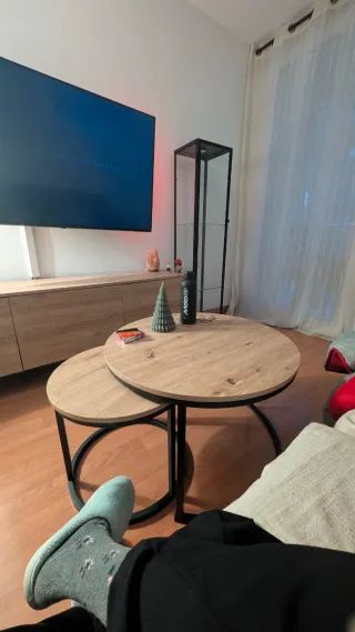 Mesas de centro apilables madera y metal