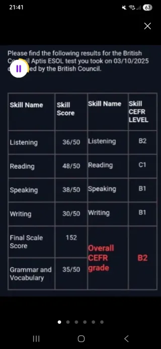 Clases de aptis. Mirar anuncio en el perfil.