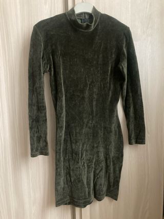 Mini abito velluto verde oliva tg S