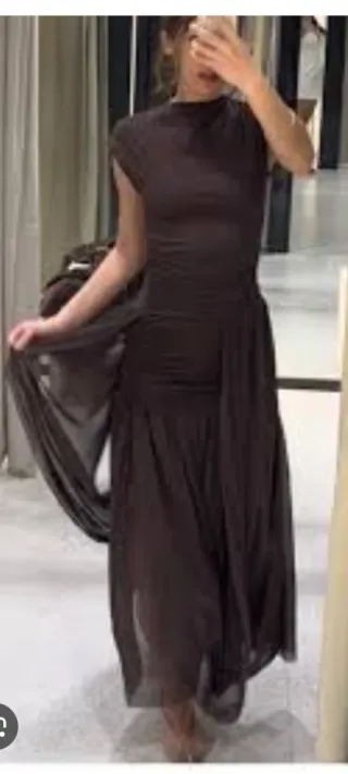 Vestido Zara Marrón Talla L Nuevo