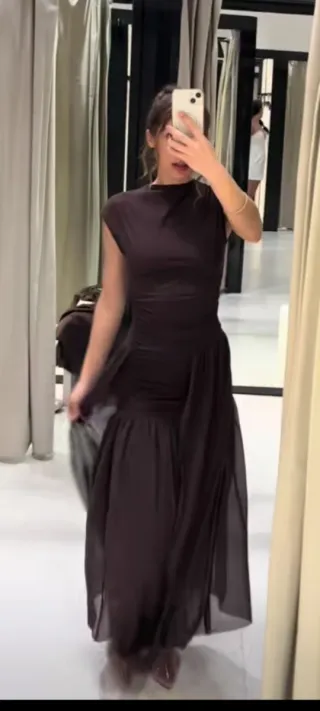 Vestito Zara Marrone Taglia L Nuovo