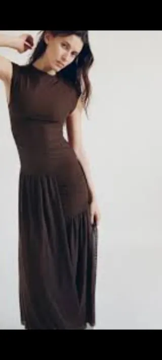 Vestido Zara Marrón Talla L Nuevo