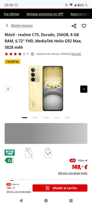 Realme C75 256GB 16GB RAM NFC Nuevo