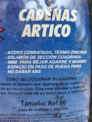 Cadenas para coche tamaño Ref 60