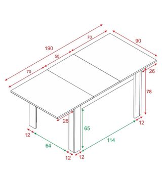 Mesa de comedor madera y blanco es extensible