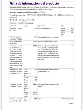 Lavadora Infiniton WM-D812 8kg