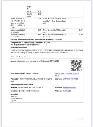 Lavadora Infiniton WM-D812 8kg