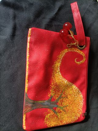 Borsetta donna in pelle con albero dipinto a mano