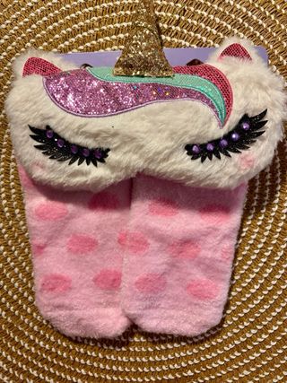 Antifaz y calcetines unicornio niña NUEVOS