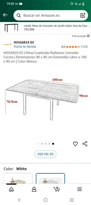 Mesa Comedor Extensible Blanca