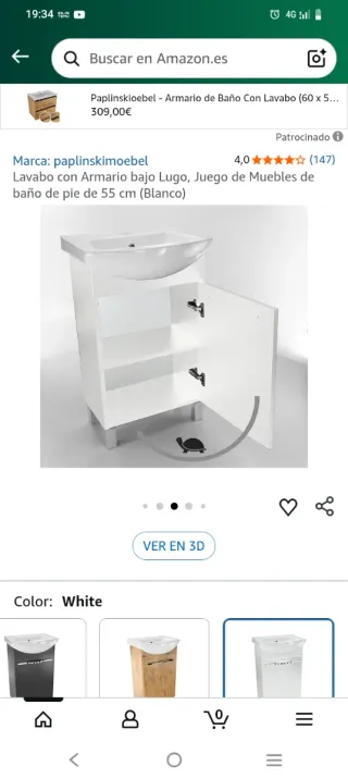 Lavabo con mueble blanco y patas