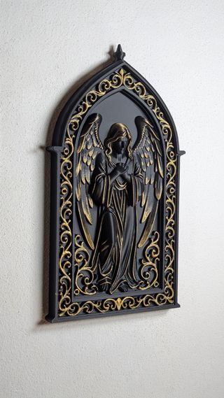 Mural Anjo Dourado Pintado à Mão