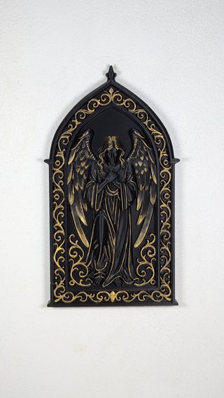 Mural Anjo Dourado Pintado à Mão