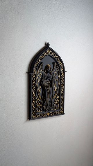 Mural Anjo Dourado Pintado à Mão