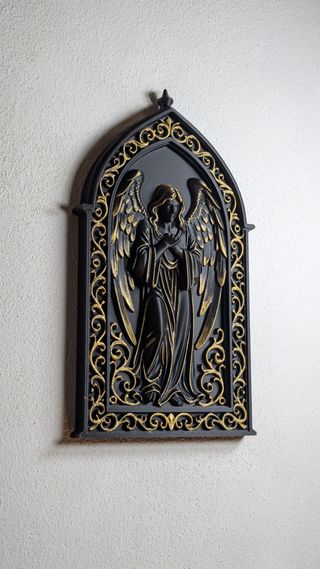 Mural Anjo Dourado Pintado à Mão