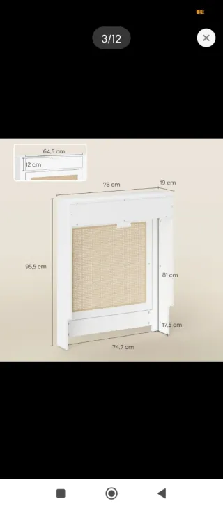 Mueble cubre radiador de madera y ratán