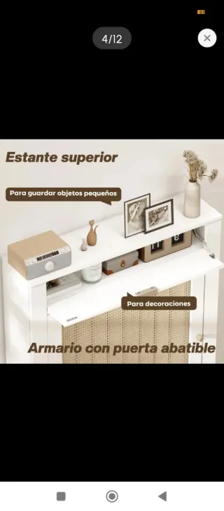 Mueble cubre radiador de madera y ratán