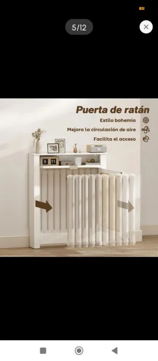 Mueble cubre radiador de madera y ratán