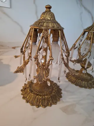 Lámparas de mesita de cristal doradas