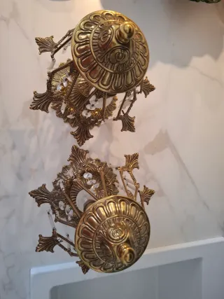 Lámparas de mesita de cristal doradas