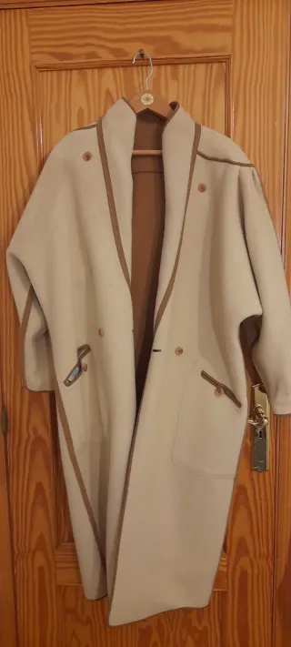 Abrigo Lana Inglesa Beige y Marrón