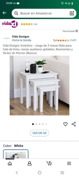 Mesas Nido Vida Designs Blancas (3 uds)