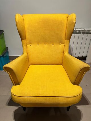Sillón butaca amarillo tela