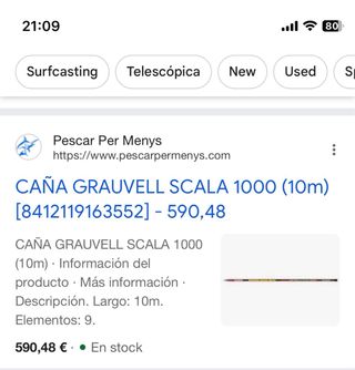 Caña Grauvell Scala 1000 10m y carrete Abu Garcia