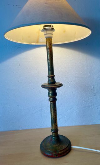 Lámpara de mesa madera policromada