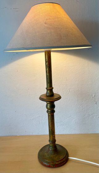 Lámpara de mesa madera policromada