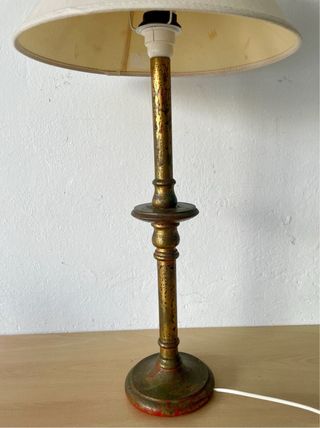 Lámpara de mesa madera policromada