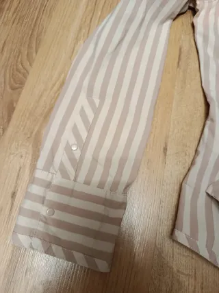 Camisa rayas beige mujer talla XL