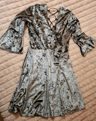 Abito Velluto Grigio Manica Svasata Tg. M