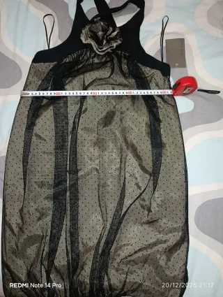 Vestido fiesta beige y negro