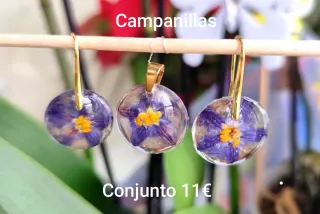 Pendientes flor Campanilla resina dorados
