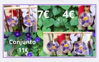 Pendientes flor Campanilla resina dorados