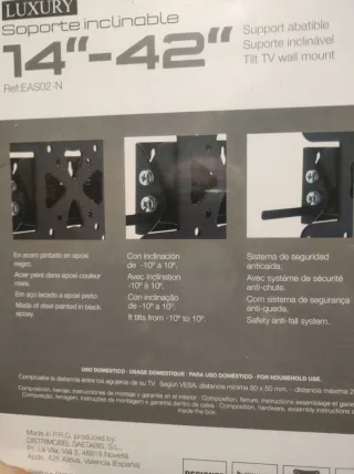 Soporte TV inclinable Suarez 14"-42" modelo Luxury