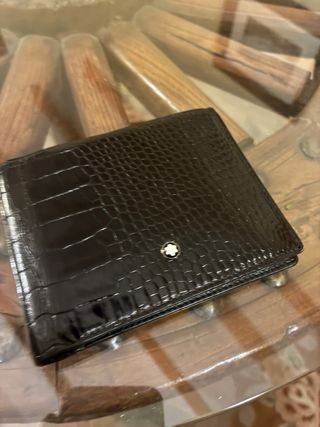 Cartera Montblanc Piel Negra - patrón Cocodrilo