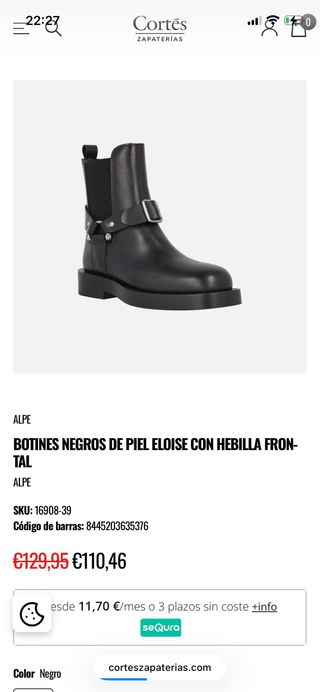 Botines Alpe negros talla 38